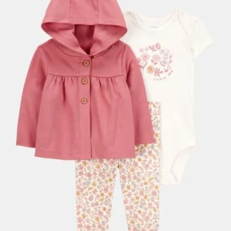 Conjunto de cárdigans de 3 piezas para bebé - Rosa