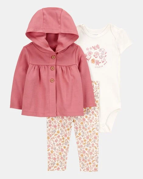 Conjunto de cárdigans de 3 piezas para bebé - Rosa