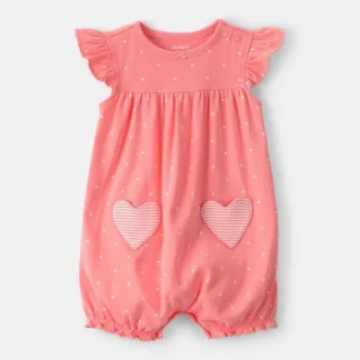 Mameluco Carter’s con bolsillo de corazón – Coral | 24 Meses