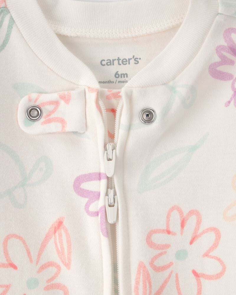 Pijama enteriza con cierre de dos vías para bebé – Flores Primavera Marfil - Imagen 3