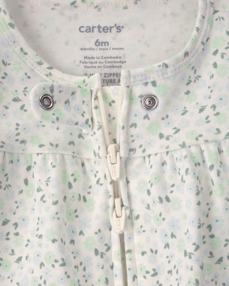 ⭐Pijama enteriza con cierre de dos vías para bebé - Floral Verde/Marfil 🌙 - Imagen 2
