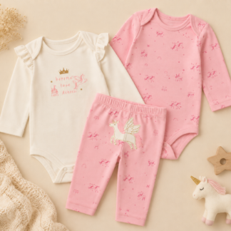Set Carter’s 3 piezas Unicornio y Estrellas – Rosa/Blanco | 18 Meses