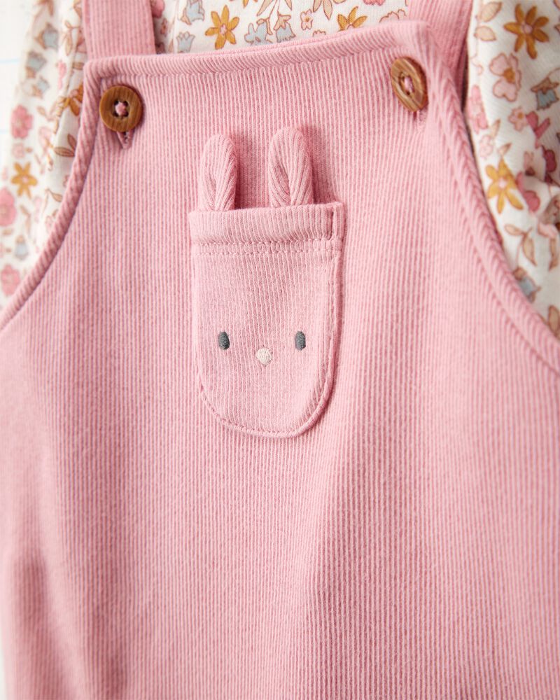 Conjunto Carter's 2 piezas: overol con bolsa al frente y blusa manga larga multicolor para niña - Imagen 4