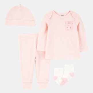 Conjunto Carter’s 4 piezas Conejita – Rosa y Blanco