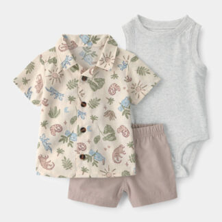 Conjunto Carter's para bebé niño – 3 piezas beige hojitas :)