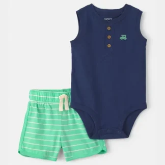 Conjunto de Carritos de 2 Piezas para Bebé Niño – Azul/Verde
